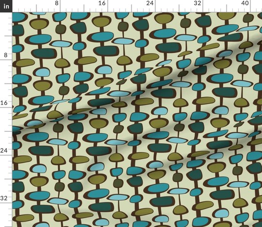Spoonflower; Teal Mid Century Retro Vintage 1950S Geometric Blue Green Modern Olive Abstract Custom Printed Fabric by Spoonflower Various Fabrics by the Yard or Fat Quarter; Category:Crafting Fabric; Image:1